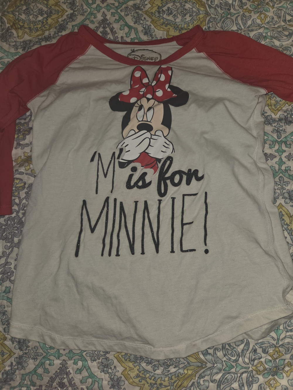 Disney Minnie Mouse Raglan Tee - White & Red